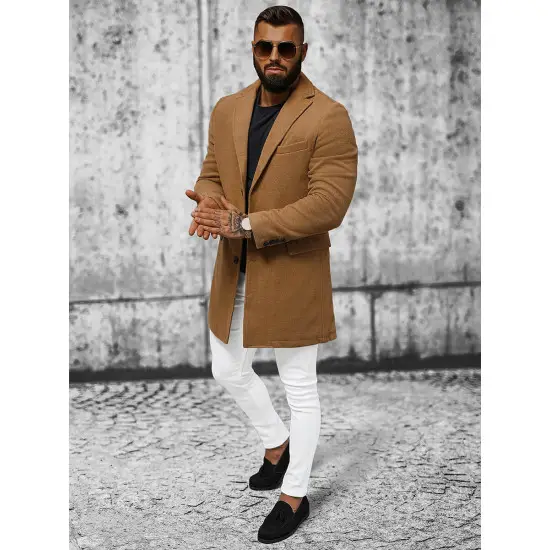 Elegantiškas rudas vyriškas paltas Sugal JB/1047Z-cx0359A