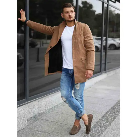 Elegantiškas rudas vyriškas paltas Sugal JB/1047Z-cx0359A
