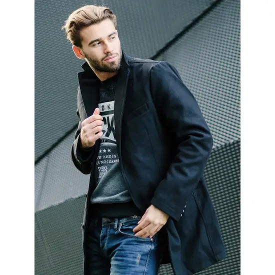 Elegantiškas juodas vyriškas paltas Sugal JB/1047Z