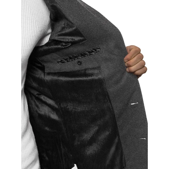 Elegantiškas tamsiai pilkas vyriškas paltas Sugal JB/1047Z