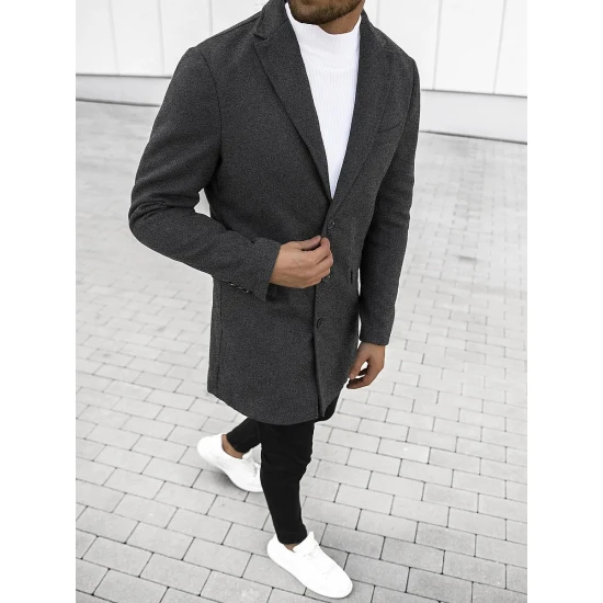 Elegantiškas tamsiai pilkas vyriškas paltas Sugal JB/1047Z