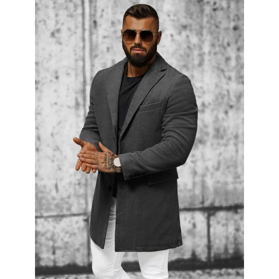 Elegantiškas tamsiai pilkas vyriškas paltas Sugal JB/1047Z