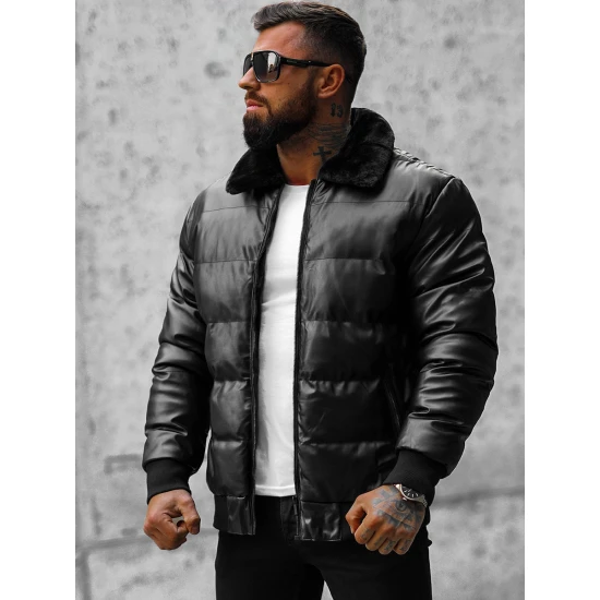 Juoda dygsniuota vyriška striukė Rotir O/M795