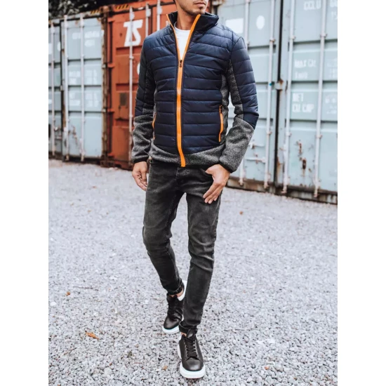 Vyriška tamsiai mėlynos spalvos striukė su orandžinėmis detalėmis Karen TX3783