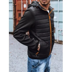 Vyriška juodos spalvos striukė su oranžinėmis detalėmis Olen