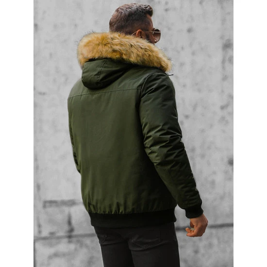 Bomber stiliaus žieminė žalia vyriška striukė Lemor JS/201901