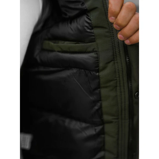 Bomber stiliaus žieminė žalia vyriška striukė Lemor JS/201901