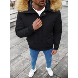 Bomber stiliaus žieminė juoda vyriška striukė Lemor