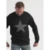Męski czarny sweter z kapturem Star Bluzy z napisami