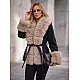 Breda Women's Black Coat with Tan Fur Trim
