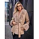Breda Women's Brown Coat with Fur Trim