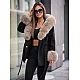 Mika Women's Black Coat with Fur Trim