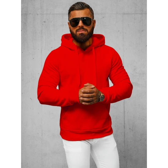 Ryškiai raudonos spalvos vyriškas džemperis su gobtuvu Buvoli JS/2009