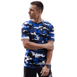 Mėlynos spalvos kamufliažiniai marškinėliai Leniks