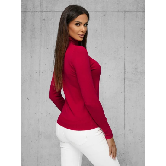 Moteriškas bordo megztinis su aukštu kaklu Stelin JS/8009/5