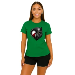 Moteriški tamsiai žali marškinėliai Lenkija vilkas