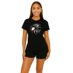 Moteriški juodi marškinėliai Lenkija vilkas