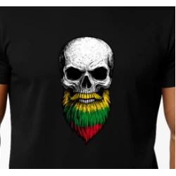 Vyriški juodi marškinėliai Kaukolė su barzda