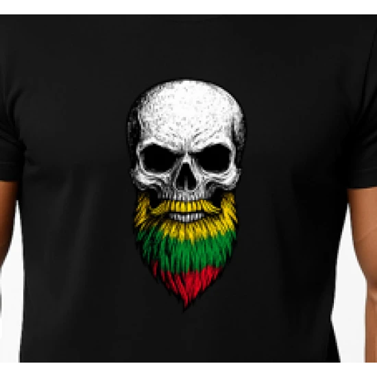 Vyriški juodi marškinėliai Kaukolė su barzda PK4015