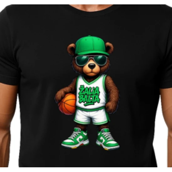 Vyriški juodi marškinėliai Meškinas be džemperio PK4020