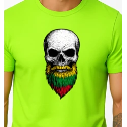 Vyriški neoniniai žali marškinėliai Kaukolė su barzda