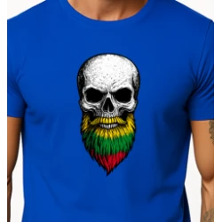 Vyriški mėlyni marškinėliai Kaukolė su barzda