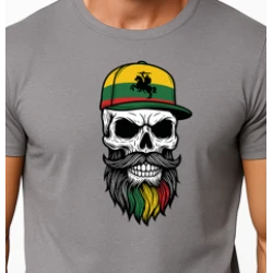 Vyriški pilki marškinėliai Kaukolė su kepure