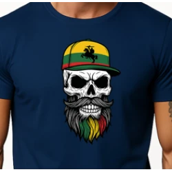 Vyriški tamsiai mėlyni marškinėliai Kaukolė su kepure