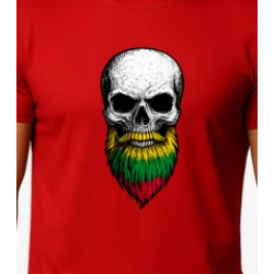 Vyriški raudoni marškinėliai Kaukolė su barzda