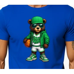 Vyriški mėlyni marškinėliai Meškinas su kamuoliu-džemperiu