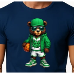 Vyriški tamsiai mėlyni marškinėliai Meškinas su kamuoliu-džemperiu