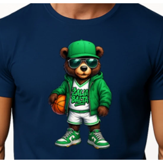 Vyriški tamsiai mėlyni marškinėliai Meškinas su kamuoliu-džemperiu PK4019