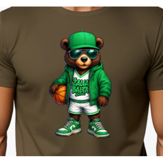 Vyriški chaki marškinėliai Meškinas su kamuoliu-džemperiu PK4019