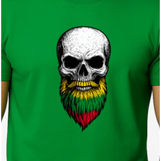 Vyriški žali marškinėliai Kaukolė su barzda PK4015