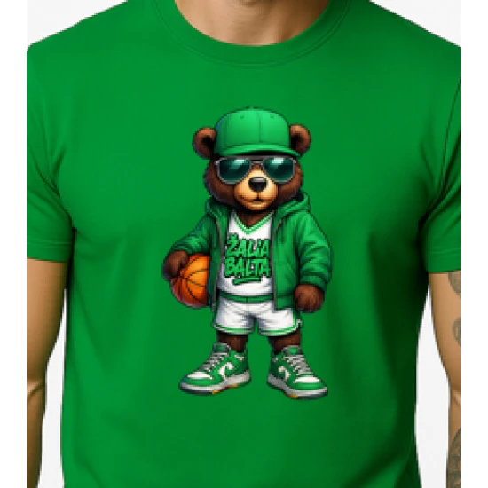 Vyriški žali marškinėliai Meškinas su kamuoliu-džemperiu PK4019