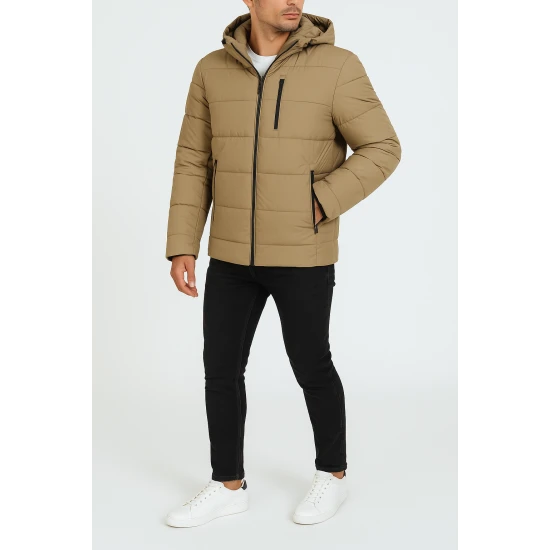 Vyriška žieminė šviesiai rudos spalvos striukė Nevan Striukės