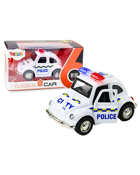 Klasikinis baltas policijos automobilis