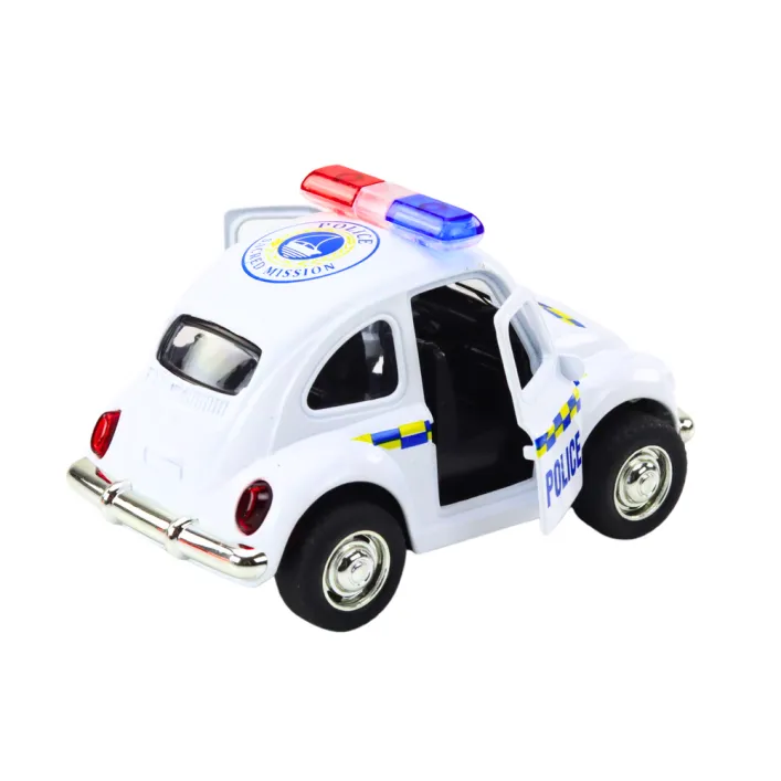 Klasikinis baltas policijos automobilis Tarnybiniai automobiliai