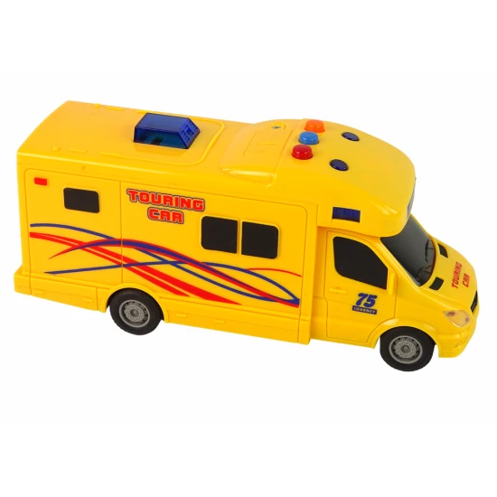 Geltonas kemperis su garso ir šviesų efektais Autobusai