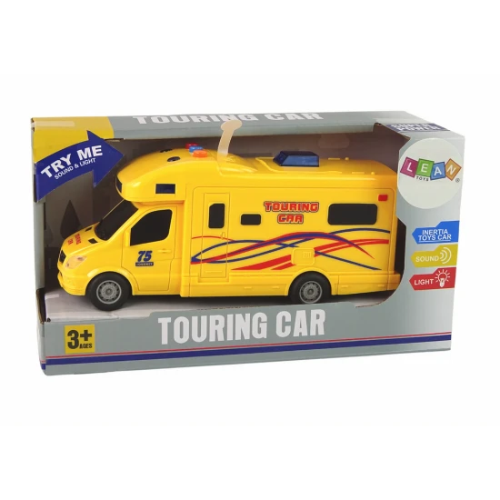 Geltonas kemperis su garso ir šviesų efektais Autobusai