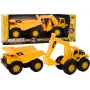 Yellow construction machinery set, excavator dump truck