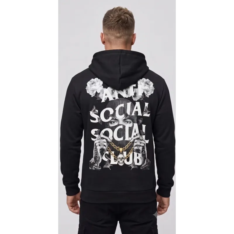 Мужской чёрный свитшот с капюшоном Social