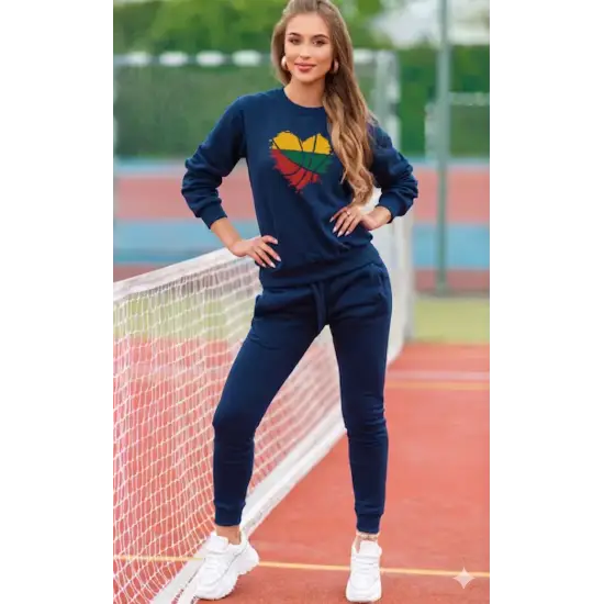 Moteriškas tamsiai mėlynas sportinis komplektas Lietuva