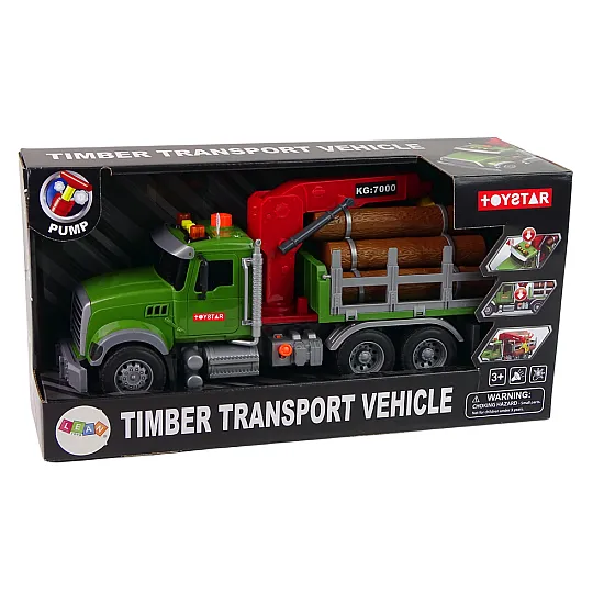 A truck-mounted crane transporting timber logs Sound