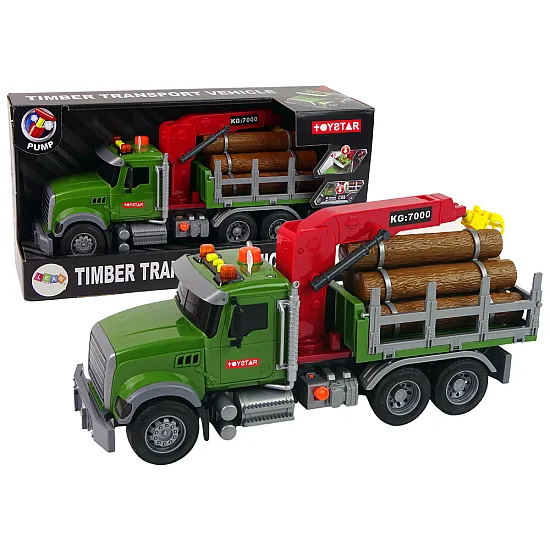 A truck-mounted crane transporting timber logs Sound