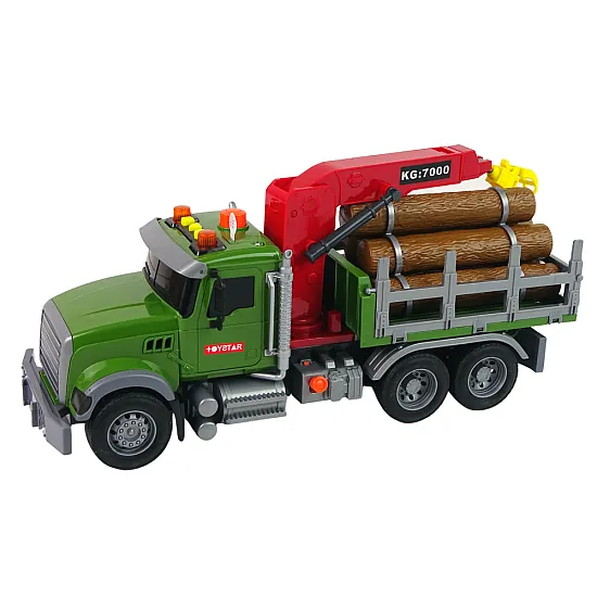 A truck-mounted crane transporting timber logs Sound