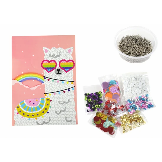 Pasidaryk pats rinkinys: blizgučių smeigtukų lamos rėmelio spalvingas rinkinys Lavinamieji