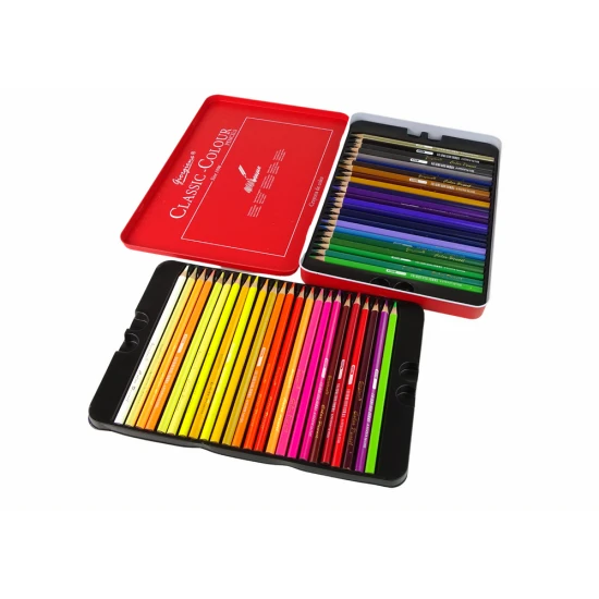 Set of 48 Art Crayons Metal Container Lavinamieji