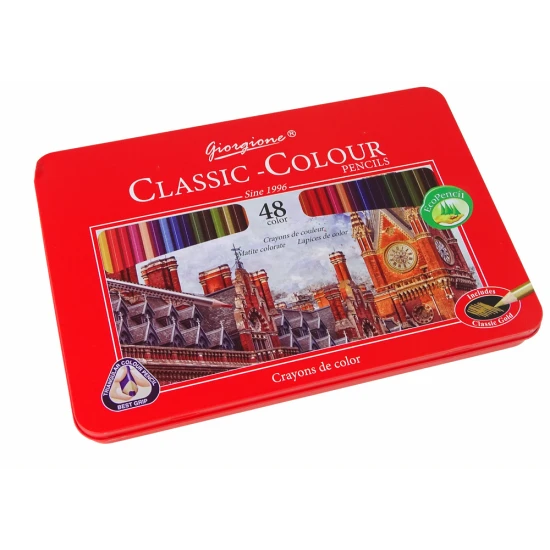 Set of 48 Art Crayons Metal Container Lavinamieji