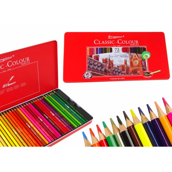 Set of 72 Art Crayons Metal Container Lavinamieji